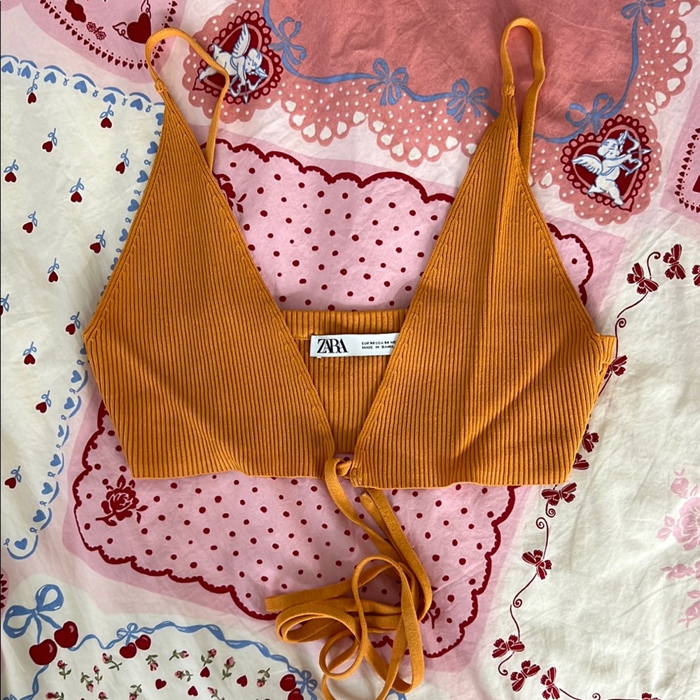 Zara orange crop top